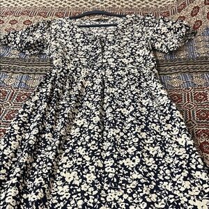 Floral Black and White Dress